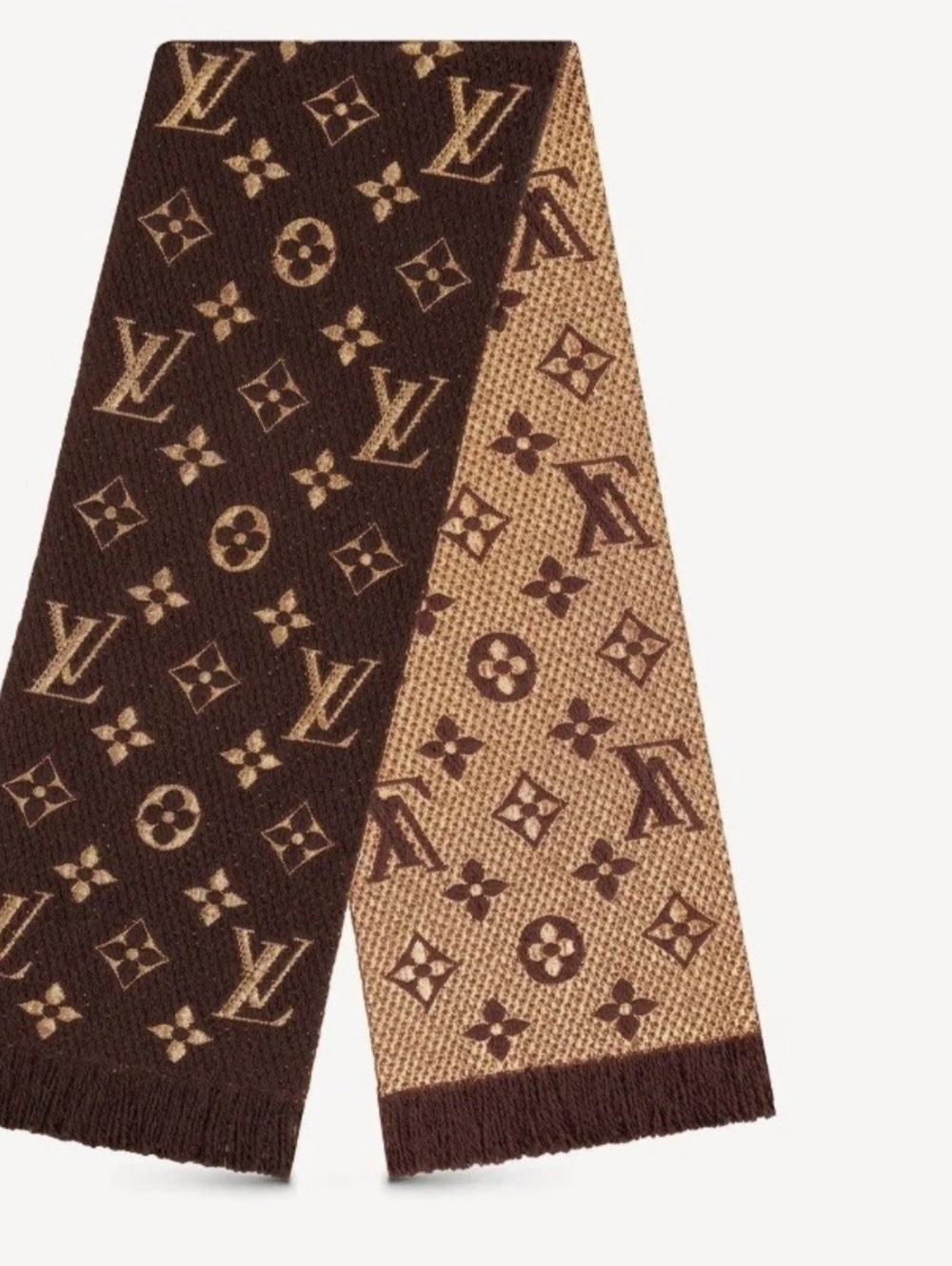 Like New Authentic Louis Vuitton LOGOMANIA SHINE Brown Scarf  M71383